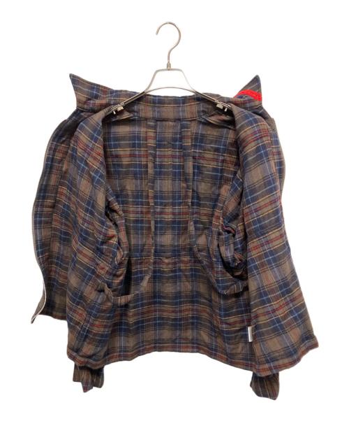 PHINGERIN（フィンガリン）PHINGERIN (フィンガリン) チェック ジップアップジャケット ブラウン×ネイビー サイズ:Lの古着・服飾アイテム