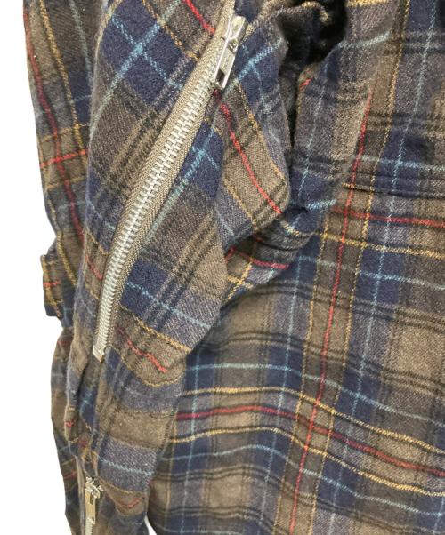 PHINGERIN（フィンガリン）PHINGERIN (フィンガリン) チェック ジップアップジャケット ブラウン×ネイビー サイズ:Lの古着・服飾アイテム