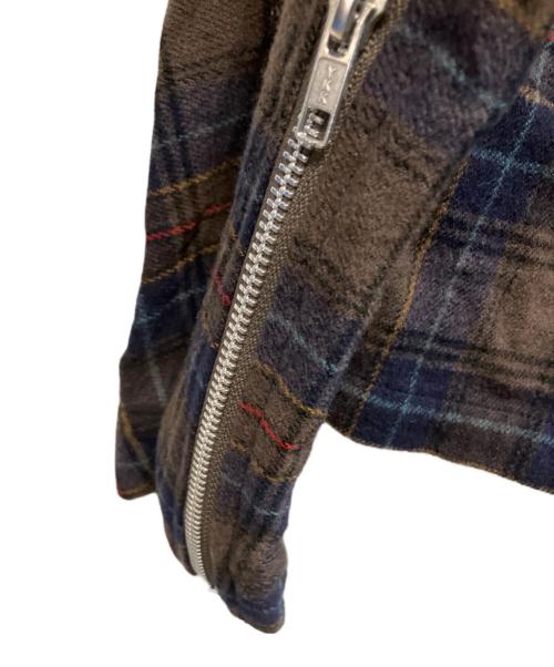 PHINGERIN（フィンガリン）PHINGERIN (フィンガリン) チェック ジップアップジャケット ブラウン×ネイビー サイズ:Lの古着・服飾アイテム