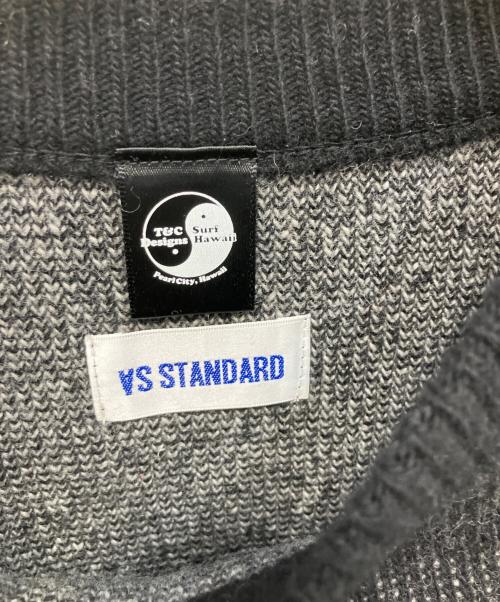 AS STANDARD（アズスタンダード）AS STANDARD (アズスタンダード) T&C (タウン＆カントリー) 厚手ニット ブラック×ホワイト サイズ:Lの古着・服飾アイテム