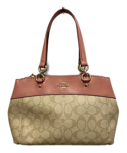 COACH（コーチ）COACH (コーチ) ハンドバッグ ベージュ×ピンクの古着・服飾アイテム