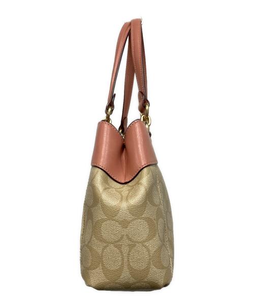 COACH（コーチ）COACH (コーチ) ハンドバッグ ベージュ×ピンクの古着・服飾アイテム