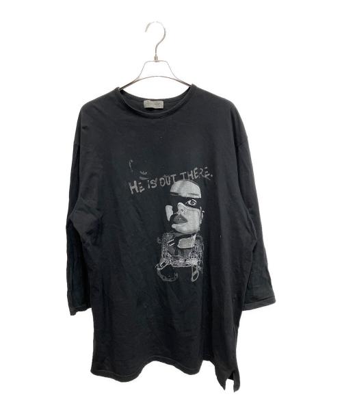 YOHJI YAMAMOTO（ヨウジヤマモト）YOHJI YAMAMOTO (ヨウジヤマモト) POUR HOMME 21SS HE IS OUT PRINT BIG LONG SLEEVES Tシャツ 長袖カットソー ブラック サイズ:3の古着・服飾アイテム