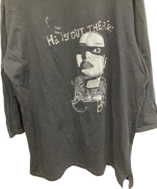 YOHJI YAMAMOTO（ヨウジヤマモト）YOHJI YAMAMOTO (ヨウジヤマモト) POUR HOMME 21SS HE IS OUT PRINT BIG LONG SLEEVES Tシャツ 長袖カットソー ブラック サイズ:3の古着・服飾アイテム