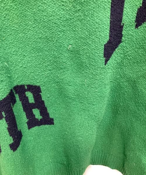 TIGHTBOOTH PRODUCTION（タイトブースプロダクション）TIGHTBOOTH PRODUCTION (タイトブースプロダクション) Acid Logo Knit Sweater 厚手ニット グリーン サイズ:Lの古着・服飾アイテム