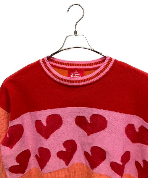 Vivienne Westwood（ヴィヴィアンウエストウッド）Vivienne Westwood (ヴィヴィアンウエストウッド) 厚手ニット レッド×ピンク サイズ:00の古着・服飾アイテム