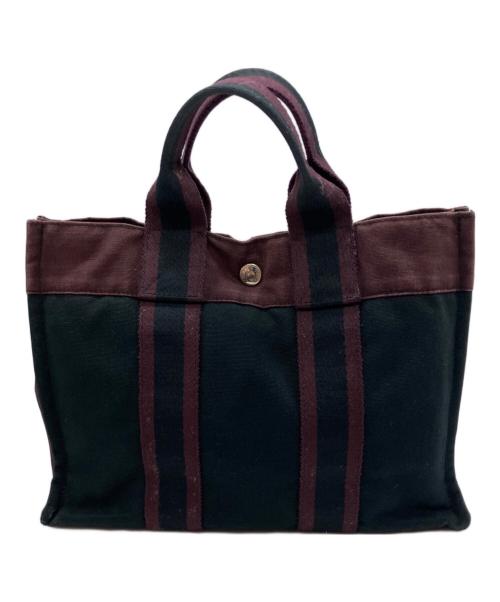 HERMES（エルメス）HERMES (エルメス) フールトゥ PM ハンドバッグ ブラック×ボルドーの古着・服飾アイテム