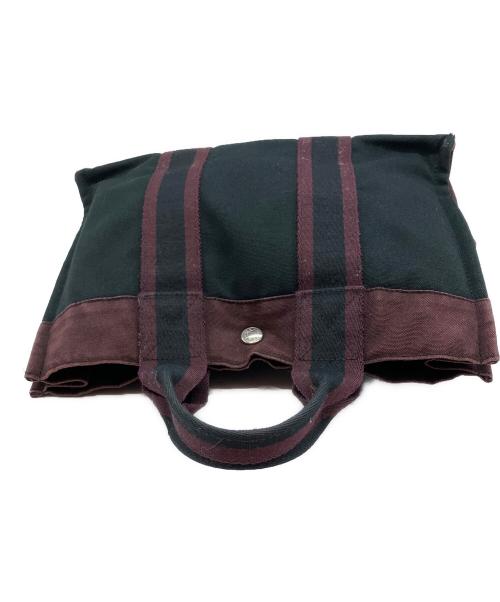 HERMES（エルメス）HERMES (エルメス) フールトゥ PM ハンドバッグ ブラック×ボルドーの古着・服飾アイテム