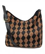 EARイア）の古着「ダイヤ織 ショルダーバッグ」｜ブラウン×ブラック