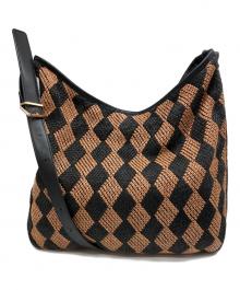 EAR（イア）の古着「ダイヤ織 ショルダーバッグ」｜ブラウン×ブラック