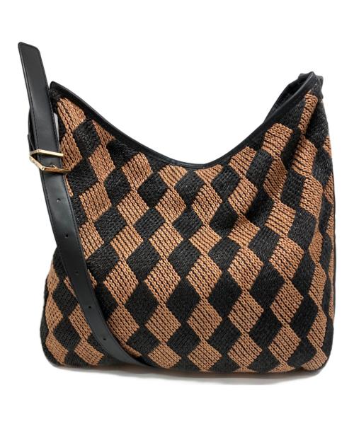 EAR（イア）EAR (イア) ダイヤ織 ショルダーバッグ ブラウン×ブラックの古着・服飾アイテム