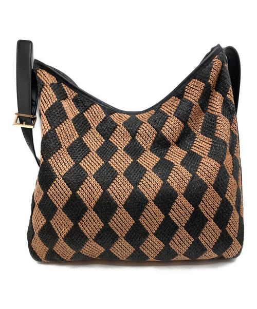 EAR（イア）EAR (イア) ダイヤ織 ショルダーバッグ ブラウン×ブラックの古着・服飾アイテム