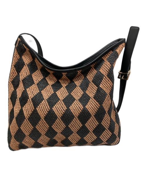EAR（イア）EAR (イア) ダイヤ織 ショルダーバッグ ブラウン×ブラックの古着・服飾アイテム