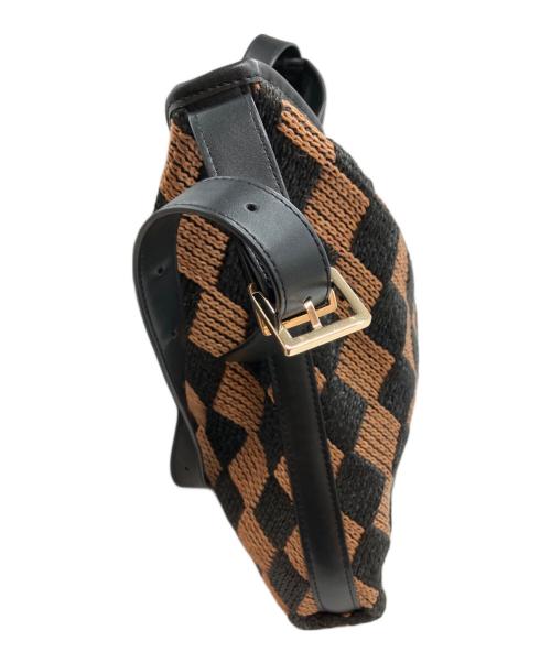 EAR（イア）EAR (イア) ダイヤ織 ショルダーバッグ ブラウン×ブラックの古着・服飾アイテム