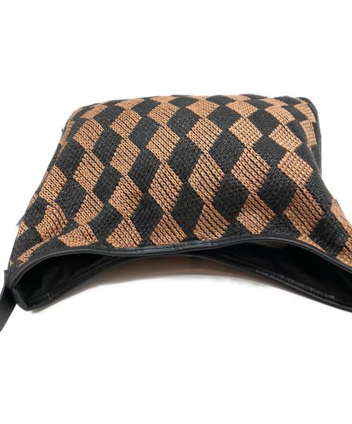 EAR（イア）EAR (イア) ダイヤ織 ショルダーバッグ ブラウン×ブラックの古着・服飾アイテム