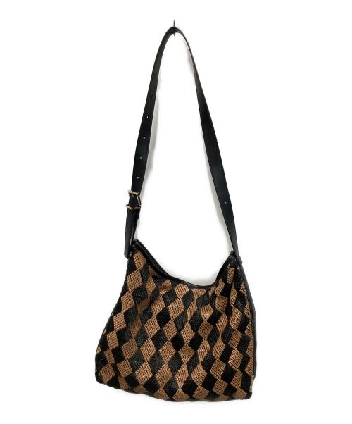 EAR（イア）EAR (イア) ダイヤ織 ショルダーバッグ ブラウン×ブラックの古着・服飾アイテム