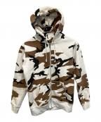 SUPREMEシュプリーム）の古着「Rib Logo Zip Up Sweat Brown Camo 16AW ジップパーカー」｜ホワイト×ブラウン