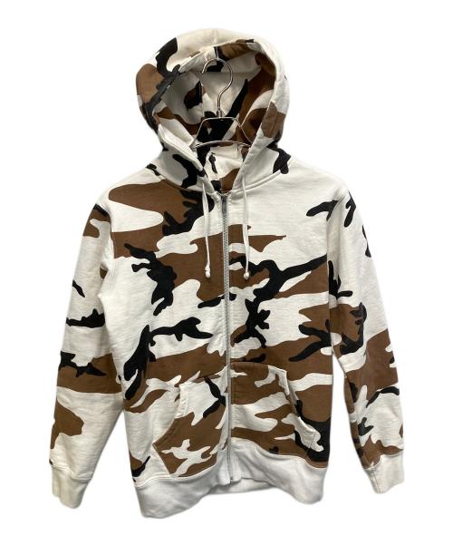SUPREME（シュプリーム）SUPREME (シュプリーム) Rib Logo Zip Up Sweat Brown Camo 16AW ジップパーカー ホワイト×ブラウン サイズ:Sの古着・服飾アイテム