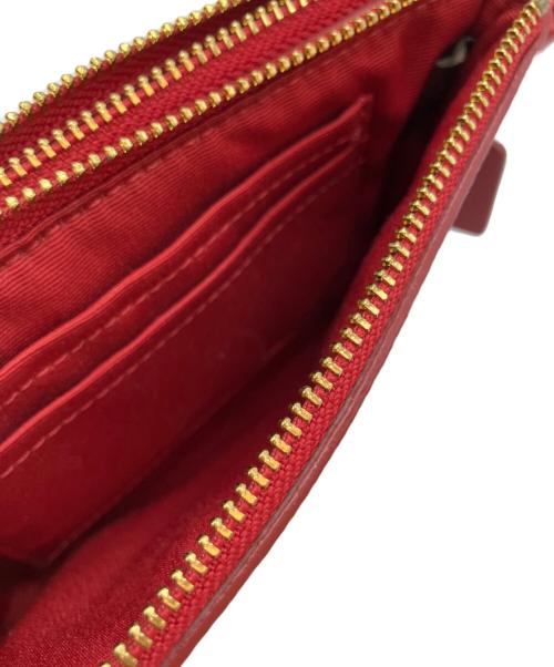 COACH（コーチ）COACH (コーチ) ダブルファスナーポーチ レッド×ブラウンの古着・服飾アイテム