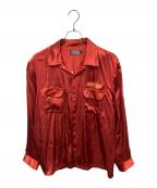 Hysteric Glamourヒステリックグラマー）の古着「BLACK PANTHER刺繍 スーベニアシャツ 長袖シャツ」｜レッド