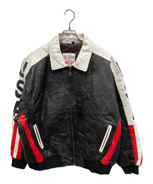 MICHAEL HOBAN（マイケルホーバン）MICHAEL HOBAN (マイケルホーバン) レザージャケット ブラック×ホワイト サイズ:XXLの古着・服飾アイテム