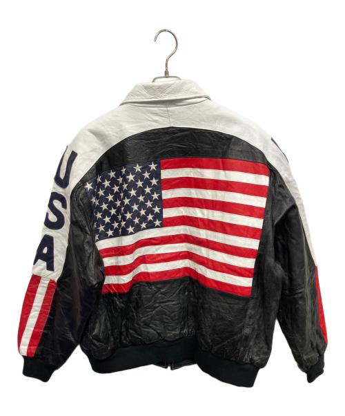 MICHAEL HOBAN（マイケルホーバン）MICHAEL HOBAN (マイケルホーバン) レザージャケット ブラック×ホワイト サイズ:XXLの古着・服飾アイテム