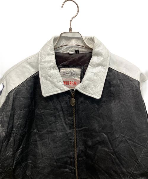 MICHAEL HOBAN（マイケルホーバン）MICHAEL HOBAN (マイケルホーバン) レザージャケット ブラック×ホワイト サイズ:XXLの古着・服飾アイテム