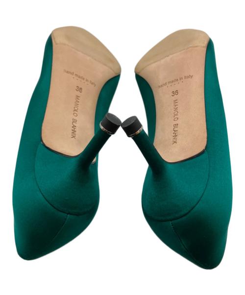 Manolo Blahnik（マノロブラニク）Manolo Blahnik (マノロブラニク) ハンギフラット ハイヒールパンプス グリーン サイズ:36の古着・服飾アイテム