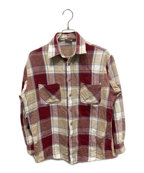 big mac（ビッグマック）big mac (ビッグマック) チェック ネルシャツ 長袖シャツ ベージュ×レッド サイズ:Lの古着・服飾アイテム