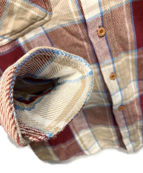 big mac（ビッグマック）big mac (ビッグマック) チェック ネルシャツ 長袖シャツ ベージュ×レッド サイズ:Lの古着・服飾アイテム