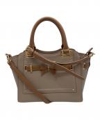 Samantha Vegaサマンサベガ）の古着「リボンモチーフハンドバッグ 2WAYバッグ」｜ブラウン