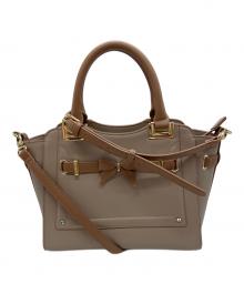 Samantha Vega（サマンサベガ）の古着「リボンモチーフハンドバッグ 2WAYバッグ」｜ブラウン