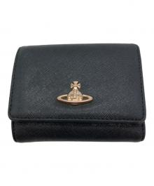 Vivienne Westwood（ヴィヴィアンウエストウッド）の古着「SMALL FRAME WALLET サフィアーノ レザー3つ折り財布」｜ブラック