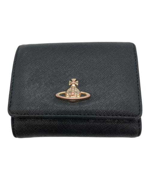 Vivienne Westwood（ヴィヴィアンウエストウッド）Vivienne Westwood (ヴィヴィアンウエストウッド) SMALL FRAME WALLET サフィアーノ レザー3つ折り財布 ブラックの古着・服飾アイテム