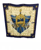 HERMESエルメス）の古着「カレ90 クイーンの載冠式 シルクスカーフ」｜ネイビー×ベージュ