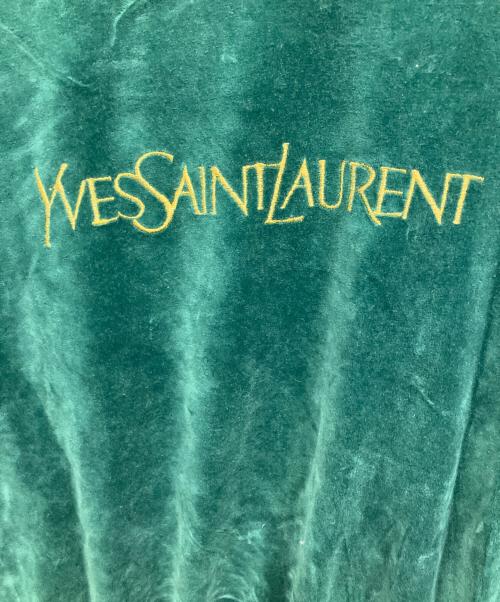Yves Saint Laurent（イヴサンローラン）Yves Saint Laurent (イヴサンローラン) ベロア ロゴ刺繍 80-90sトレーナー グリーン サイズ:Mの古着・服飾アイテム