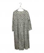 BEARDSLEYビアズリー）の古着「花更紗プリント 長袖ワンピース」｜ベージュ