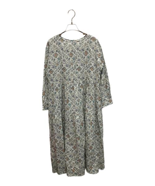BEARDSLEY（ビアズリー）BEARDSLEY (ビアズリー) 花更紗プリント 長袖ワンピース ベージュ サイズ:Freeの古着・服飾アイテム