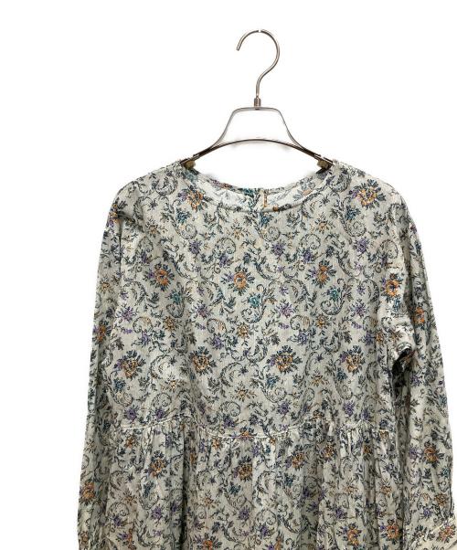 BEARDSLEY（ビアズリー）BEARDSLEY (ビアズリー) 花更紗プリント 長袖ワンピース ベージュ サイズ:Freeの古着・服飾アイテム