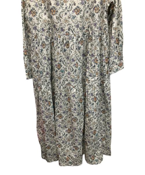 BEARDSLEY（ビアズリー）BEARDSLEY (ビアズリー) 花更紗プリント 長袖ワンピース ベージュ サイズ:Freeの古着・服飾アイテム