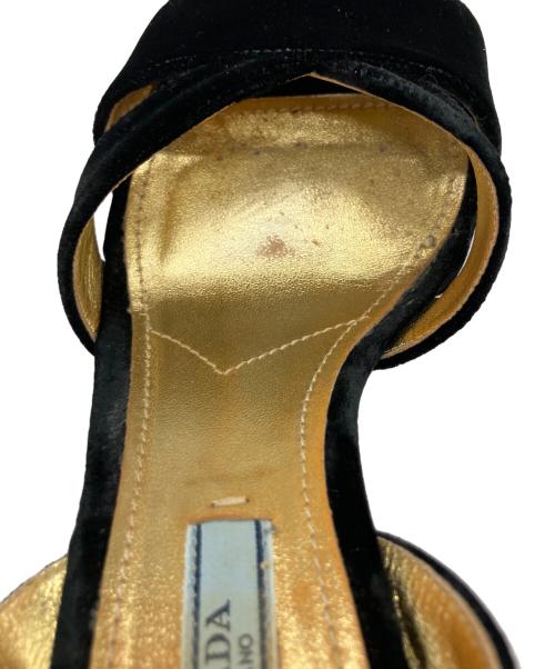 PRADA（プラダ）PRADA (プラダ) スウェード ハイヒールサンダル ブラック サイズ:36 1/2の古着・服飾アイテム
