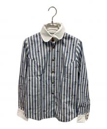 Vivienne Westwood（ヴィヴィアンウエストウッド）の古着「ストライプ 長袖シャツ」｜ブルー×ホワイト