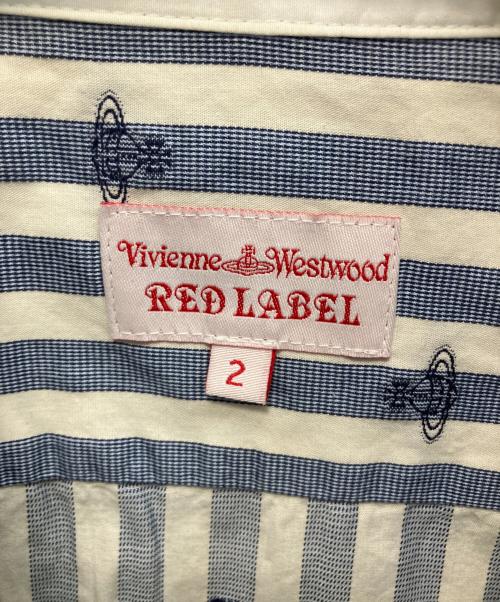 Vivienne Westwood（ヴィヴィアンウエストウッド）Vivienne Westwood (ヴィヴィアンウエストウッド) ストライプ 長袖シャツ ブルー×ホワイト サイズ:2の古着・服飾アイテム