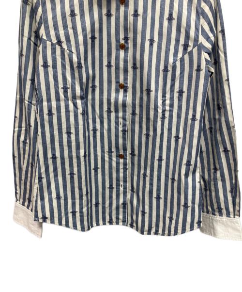 Vivienne Westwood（ヴィヴィアンウエストウッド）Vivienne Westwood (ヴィヴィアンウエストウッド) ストライプ 長袖シャツ ブルー×ホワイト サイズ:2の古着・服飾アイテム