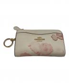 COACHコーチ）の古着「フローラル 日本限定モデル マルチファンクション カード ケース」｜オフホワイト×ピンク