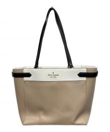 Kate Spade（ケイトスペード）の古着「ステイシー カラーブロックラッフトップトート」｜チャコールグレー