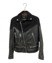 DIESEL（ディーゼル）の古着「ダブルライダースジャケット」｜ブラック