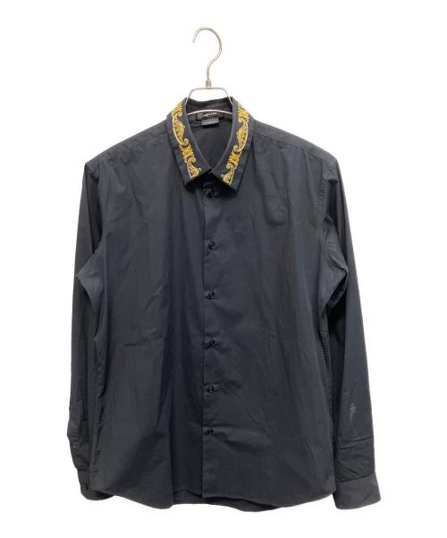 VERSACE（ヴェルサーチェ）VERSACE (ヴェルサーチェ) BAROCCO EMBROIDERED SHIRT 長袖シャツ ブラック サイズ:41の古着・服飾アイテム