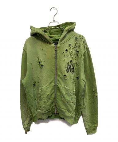 AMIRI ショットガンダメージ加工 MAロゴ バックロゴ ジップパーカー L 中古・古着通販】AMIRI (アミリ) MAロゴショットガンダメージ
