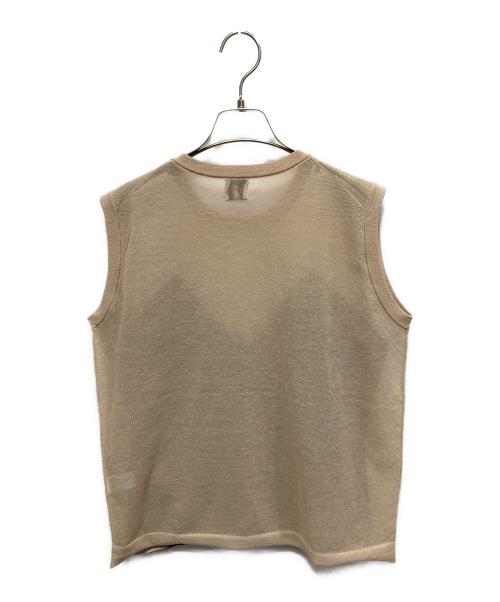 6(ROKU) BEAUTY&YOUTH（ロク ビューティーアンドユース）6(ROKU) BEAUTY&YOUTH (ロク ビューティーアンドユース) 薄手ニット ベージュ×ブラック サイズ:Freeの古着・服飾アイテム